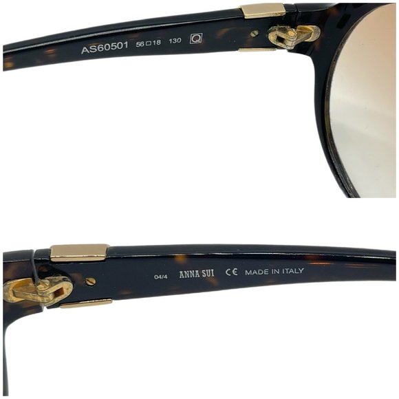 Anna Sui AS60501 Made in Italy Women's Vintage Round Sunglasses in Brown - Picture 10 of 13